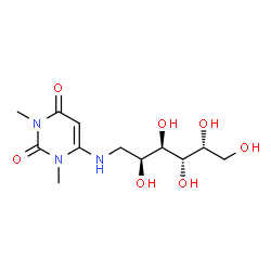 ChemSpider 2D Image | 1-Deoxy-1-[(1,3-dimethyl-2,6-dioxo-1,2,3,6-tetrahydro-4-pyrimidinyl)amino]-D-galactitol | C12H21N3O7