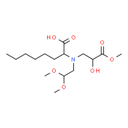 ChemSpider 2D Image | 2-[(2,2-Dimethoxyethyl)(2-hydroxy-3-methoxy-3-oxopropyl)amino]octanoic acid | C16H31NO7
