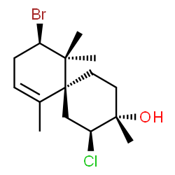 ChemSpider 2D Image | (2S,3S,6S,10R)-10-Bromo-2-chloro-3,7,11,11-tetramethylspiro[5.5]undec-7-en-3-ol | C15H24BrClO