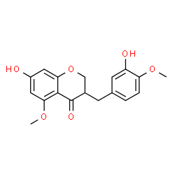 ChemSpider 2D Image | 7-Hydroxy-3-(3-hydroxy-4-methoxybenzyl)-5-methoxy-2,3-dihydro-4H-chromen-4-one | C18H18O6