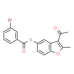 ChemSpider 2D Image | 3-Acetyl-2-methyl-1-benzofuran-5-yl 3-bromobenzoate | C18H13BrO4