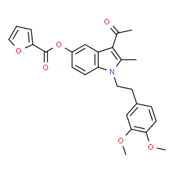 ChemSpider 2D Image | 3-Acetyl-1-[2-(3,4-dimethoxyphenyl)ethyl]-2-methyl-1H-indol-5-yl 2-furoate | C26H25NO6