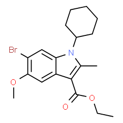 ChemSpider 2D Image | Ethyl 6-bromo-1-cyclohexyl-5-methoxy-2-methyl-1H-indole-3-carboxylate | C19H24BrNO3
