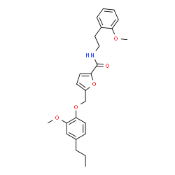 ChemSpider 2D Image | N-[2-(2-Methoxyphenyl)ethyl]-5-[(2-methoxy-4-propylphenoxy)methyl]-2-furamide | C25H29NO5