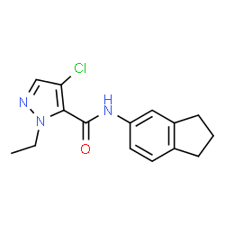 ChemSpider 2D Image | 4-Chloro-N-(2,3-dihydro-1H-inden-5-yl)-1-ethyl-1H-pyrazole-5-carboxamide | C15H16ClN3O