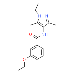 ChemSpider 2D Image | 3-Ethoxy-N-(1-ethyl-3,5-dimethyl-1H-pyrazol-4-yl)benzamide | C16H21N3O2