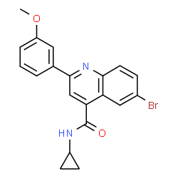 ChemSpider 2D Image | 6-Bromo-N-cyclopropyl-2-(3-methoxyphenyl)-4-quinolinecarboxamide | C20H17BrN2O2