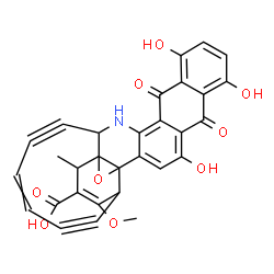 ChemSpider 2D Image | 21,24,28-Trihydroxy-7-methoxy-5-methyl-19,26-dioxo-3-oxa-16-azaheptacyclo[15.12.0.0~2,4~.0~2,8~.0~4,15~.0~18,27~.0~20,25~]nonacosa-1(29),6,11,17,20,22,24,27-octaene-9,13-diyne-6-carboxylic acid | C30H19NO9
