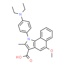 ChemSpider 2D Image | 1-[4-(Diethylamino)phenyl]-5-methoxy-2-methyl-1H-benzo[g]indole-3-carboxylic acid | C25H26N2O3