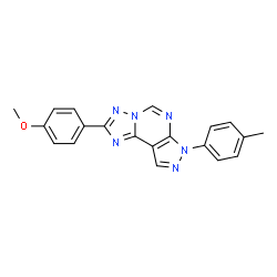ChemSpider 2D Image | 2-(4-Methoxyphenyl)-7-(4-methylphenyl)-7H-pyrazolo[4,3-e][1,2,4]triazolo[1,5-c]pyrimidine | C20H16N6O