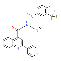 ChemSpider 2D Image | N'-{(Z)-[3-Fluoro-6-methoxy-2-(trifluoromethyl)phenyl]methylene}-2-(4-pyridinyl)-4-quinolinecarbohydrazide | C24H16F4N4O2