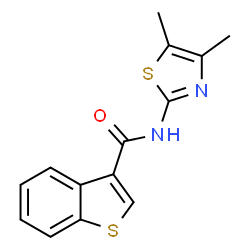 ChemSpider 2D Image | N-(4,5-Dimethyl-1,3-thiazol-2-yl)-1-benzothiophene-3-carboxamide | C14H12N2OS2