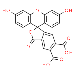 ChemSpider 2D Image | 3',6'-Dihydroxy-3-oxo-3H-spiro[2-benzofuran-1,9'-xanthene]-5,6-dicarboxylic acid | C22H12O9