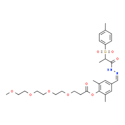 ChemSpider 2D Image | 2,6-Dimethyl-4-[(Z)-({2-[(4-methylphenyl)sulfonyl]propanoyl}hydrazono)methyl]phenyl 2,5,8,11-tetraoxatetradecan-14-oate | C29H40N2O9S