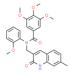 ChemSpider 2D Image | 3,4,5-Trimethoxy-N-(2-methoxyphenyl)-N-[(7-methyl-2-oxo-1,2-dihydro-3-quinolinyl)methyl]benzamide | C28H28N2O6