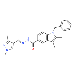 ChemSpider 2D Image | 1-Benzyl-N'-[(1,3-dimethyl-1H-pyrazol-4-yl)methylene]-2,3-dimethyl-1H-indole-5-carbohydrazide | C24H25N5O