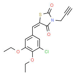 ChemSpider 2D Image | (5E)-5-(3-Chloro-4,5-diethoxybenzylidene)-3-(2-propyn-1-yl)-1,3-thiazolidine-2,4-dione | C17H16ClNO4S