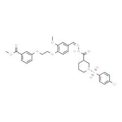 ChemSpider 2D Image | Methyl 3-[2-(4-{(Z)-[({1-[(4-chlorophenyl)sulfonyl]-3-piperidinyl}carbonyl)hydrazono]methyl}-2-methoxyphenoxy)ethoxy]benzoate | C30H32ClN3O8S