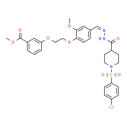 ChemSpider 2D Image | Methyl 3-[2-(4-{(Z)-[({1-[(4-chlorophenyl)sulfonyl]-4-piperidinyl}carbonyl)hydrazono]methyl}-2-methoxyphenoxy)ethoxy]benzoate | C30H32ClN3O8S
