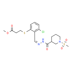 ChemSpider 2D Image | Methyl 3-({3-chloro-2-[(Z)-({[1-(methylsulfonyl)-3-piperidinyl]carbonyl}hydrazono)methyl]phenyl}sulfanyl)propanoate | C18H24ClN3O5S2
