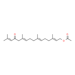 ChemSpider 2D Image | (2E,6E,10E)-3,7,11,15-Tetramethyl-13-oxo-2,6,10,14-hexadecatetraen-1-yl acetate | C22H34O3