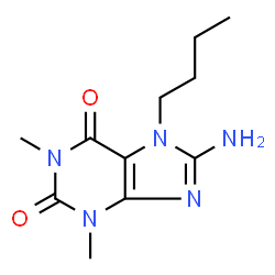 ChemSpider 2D Image | 8-Amino-7-butyl-1,3-dimethyl-1H-purine-2,6(3H,7H)-dione | C11H17N5O2
