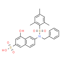 ChemSpider 2D Image | 6-[Benzyl(mesitylsulfonyl)amino]-4-hydroxy-2-naphthalenesulfonic acid | C26H25NO6S2