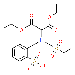 ChemSpider 2D Image | 2-[(1,3-Diethoxy-1,3-dioxo-2-propanyl)(ethylsulfonyl)amino]benzenesulfonic acid | C15H21NO9S2