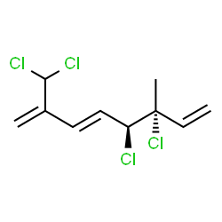 ChemSpider 2D Image | (3E,5S,6R)-5,6-Dichloro-2-(dichloromethyl)-6-methyl-1,3,7-octatriene | C10H12Cl4