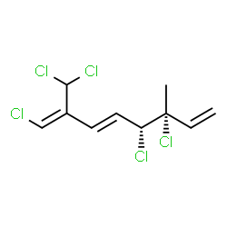 ChemSpider 2D Image | (1Z,3E,5R,6R)-1,5,6-Trichloro-2-(dichloromethyl)-6-methyl-1,3,7-octatriene | C10H11Cl5