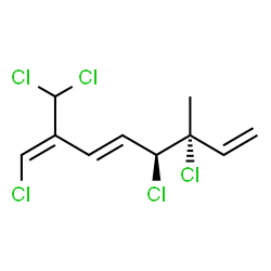 ChemSpider 2D Image | (1E,3E,5S,6R)-1,5,6-Trichloro-2-(dichloromethyl)-6-methyl-1,3,7-octatriene | C10H11Cl5