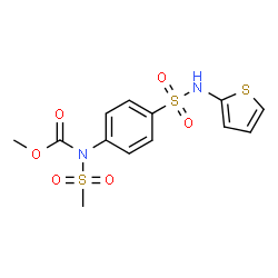 ChemSpider 2D Image | Methyl (methylsulfonyl)[4-(2-thienylsulfamoyl)phenyl]carbamate | C13H14N2O6S3