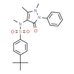 ChemSpider 2D Image | N-(1,5-Dimethyl-3-oxo-2-phenyl-2,3-dihydro-1H-pyrazol-4-yl)-N-methyl-4-(2-methyl-2-propanyl)benzenesulfonamide | C22H27N3O3S