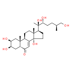 ChemSpider 2D Image | (2beta,3beta,5beta,22R,25S)-2,3,14,20,22,26-Hexahydroxycholest-7-en-6-one | C27H44O7