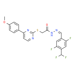 ChemSpider 2D Image | N'-{(Z)-[4-(Difluoromethyl)-2,5-difluorophenyl]methylene}-2-{[4-(4-methoxyphenyl)-2-pyrimidinyl]sulfanyl}acetohydrazide | C21H16F4N4O2S