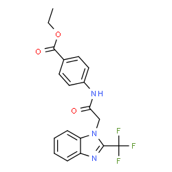 ChemSpider 2D Image | Ethyl 4-({[2-(trifluoromethyl)-1H-benzimidazol-1-yl]acetyl}amino)benzoate | C19H16F3N3O3