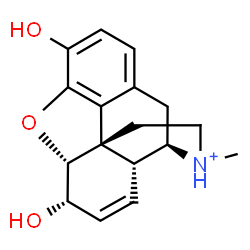 ChemSpider 2D Image | (5alpha,6alpha,17S)-3,6-Dihydroxy-17-methyl-7,8-didehydro-4,5-epoxymorphinan-17-ium | C17H20NO3
