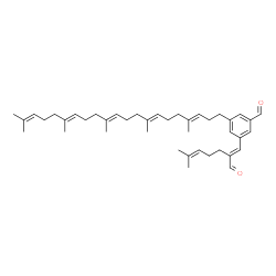 ChemSpider 2D Image | 3-[(1E)-2-Formyl-6-methyl-1,5-heptadien-1-yl]-5-[(3E,7E,11E,15E)-4,8,12,16,20-pentamethyl-3,7,11,15,19-henicosapentaen-1-yl]benzaldehyde | C42H60O2