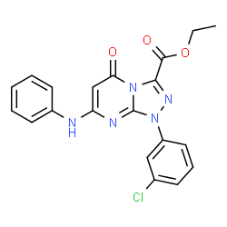ChemSpider 2D Image | Ethyl 7-anilino-1-(3-chlorophenyl)-5-oxo-1,5-dihydro[1,2,4]triazolo[4,3-a]pyrimidine-3-carboxylate | C20H16ClN5O3
