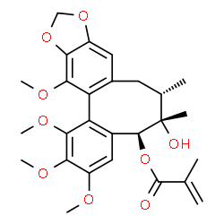 ChemSpider 2D Image | (5S,6S,7S)-6-Hydroxy-1,2,3,13-tetramethoxy-6,7-dimethyl-5,6,7,8-tetrahydrobenzo[3',4']cycloocta[1',2':4,5]benzo[1,2-d][1,3]dioxol-5-yl methacrylate | C27H32O9