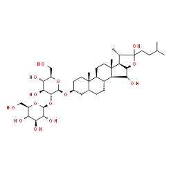 ChemSpider 2D Image | (3beta,5beta,15alpha)-15,22-Dihydroxyfurostan-3-yl 2-O-beta-D-glucopyranosyl-beta-D-glucopyranoside | C39H66O14