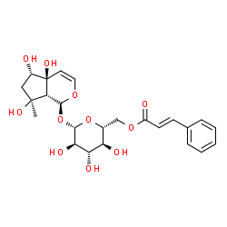 ChemSpider 2D Image | (1S,4aS,5S,7S,7aR)-4a,5,7-Trihydroxy-7-methyl-1,4a,5,6,7,7a-hexahydrocyclopenta[c]pyran-1-yl 6-O-[(2E)-3-phenyl-2-propenoyl]-beta-D-glucopyranoside | C24H30O11