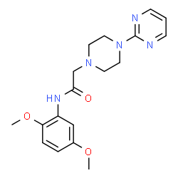 ChemSpider 2D Image | N-(2,5-Dimethoxyphenyl)-2-[4-(2-pyrimidinyl)-1-piperazinyl]acetamide | C18H23N5O3