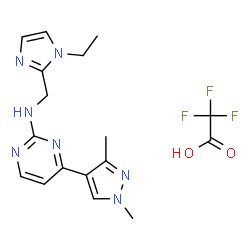 ChemSpider 2D Image | 4-(1,3-Dimethyl-1H-pyrazol-4-yl)-N-[(1-ethyl-1H-imidazol-2-yl)methyl]-2-pyrimidinamine trifluoroacetate (1:1) | C17H20F3N7O2