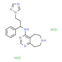 ChemSpider 2D Image | N-[1-Phenyl-3-(1H-1,2,4-triazol-1-yl)propyl]-6,7,8,9-tetrahydro-5H-pyrimido[4,5-d]azepin-4-amine dihydrochloride | C19H25Cl2N7