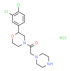 ChemSpider 2D Image | 1-[2-(3,4-Dichlorophenyl)-4-morpholinyl]-2-(1-piperazinyl)ethanone hydrochloride (1:1) | C16H22Cl3N3O2