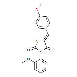 ChemSpider 2D Image | 5-(4-Methoxy-benzylidene)-3-(2-methoxy-phenyl)-thiazolidine-2,4-dione | C18H15NO4S