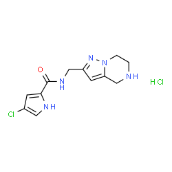 ChemSpider 2D Image | 4-Chloro-N-(4,5,6,7-tetrahydropyrazolo[1,5-a]pyrazin-2-ylmethyl)-1H-pyrrole-2-carboxamide hydrochloride (1:1) | C12H15Cl2N5O