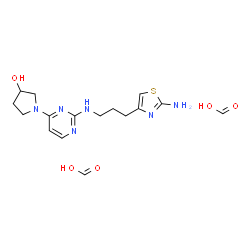 ChemSpider 2D Image | Formic acid - 1-(2-{[3-(2-amino-1,3-thiazol-4-yl)propyl]amino}-4-pyrimidinyl)-3-pyrrolidinol (2:1) | C16H24N6O5S