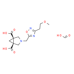 ChemSpider 2D Image | (1R,5S)-3-{[3-(2-Methoxyethyl)-1,2,4-oxadiazol-5-yl]methyl}-3-azabicyclo[3.1.0]hexane-1,5-dicarboxylic acid - formic acid (1:1) | C14H19N3O8